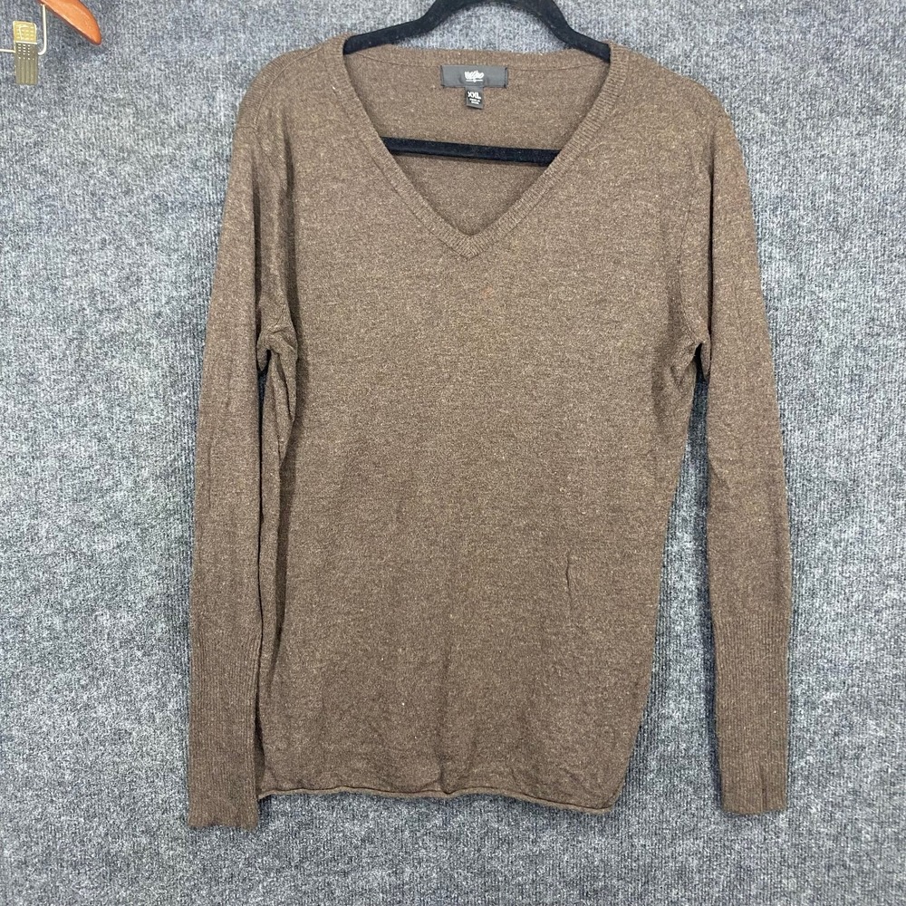 Mossimo Mens XXL V-Neck Sweater Brown Heathered Long Sleeve Pullover Knit Top